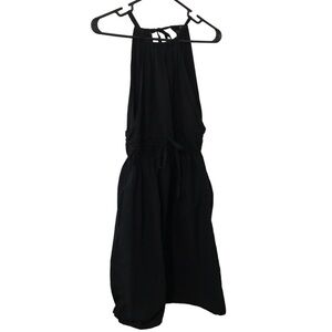 Zara trafaluc halter neck smock waist open back mini dress size Small